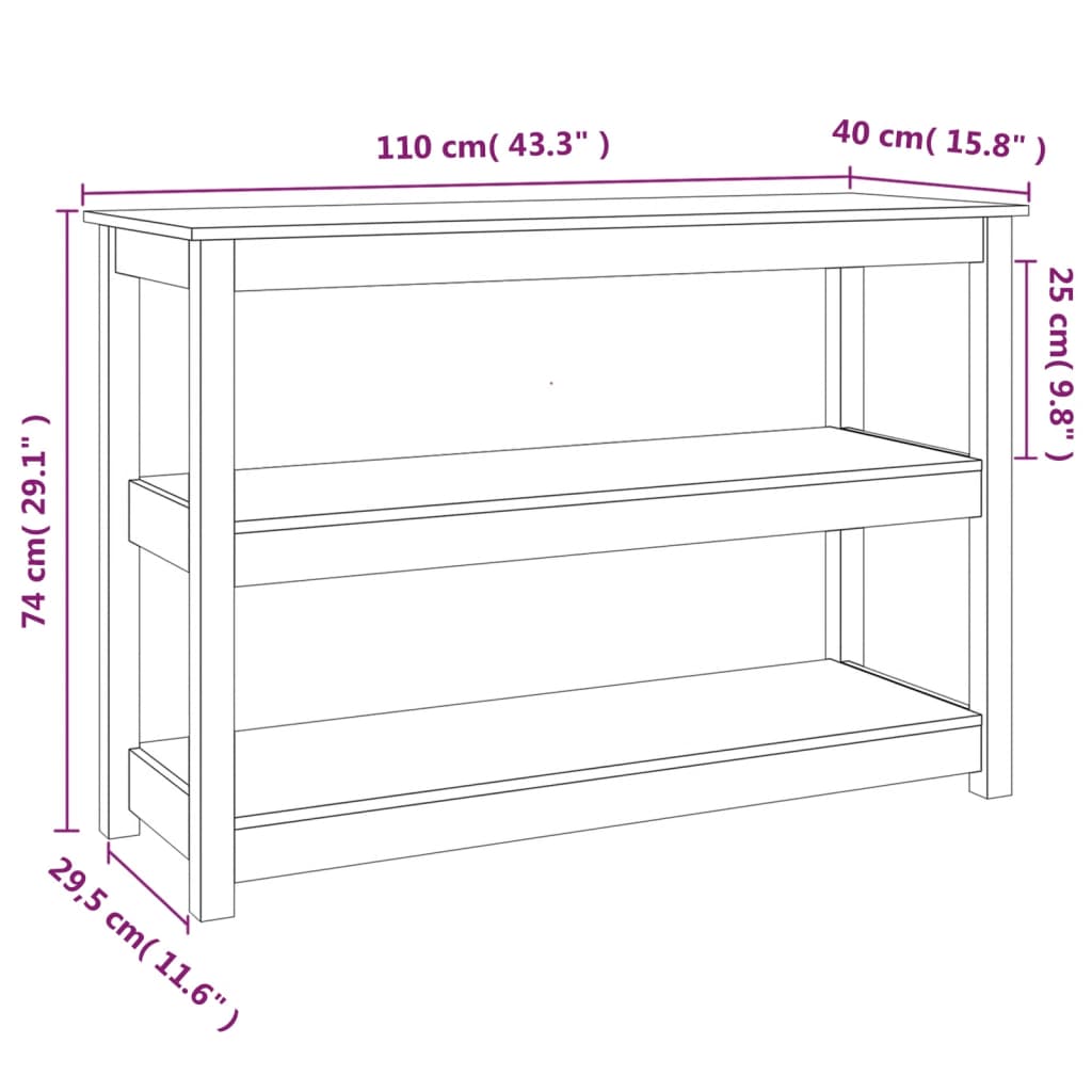 Avlastningsbord Konsollbord Tre 110x40x74 cm heltre furu