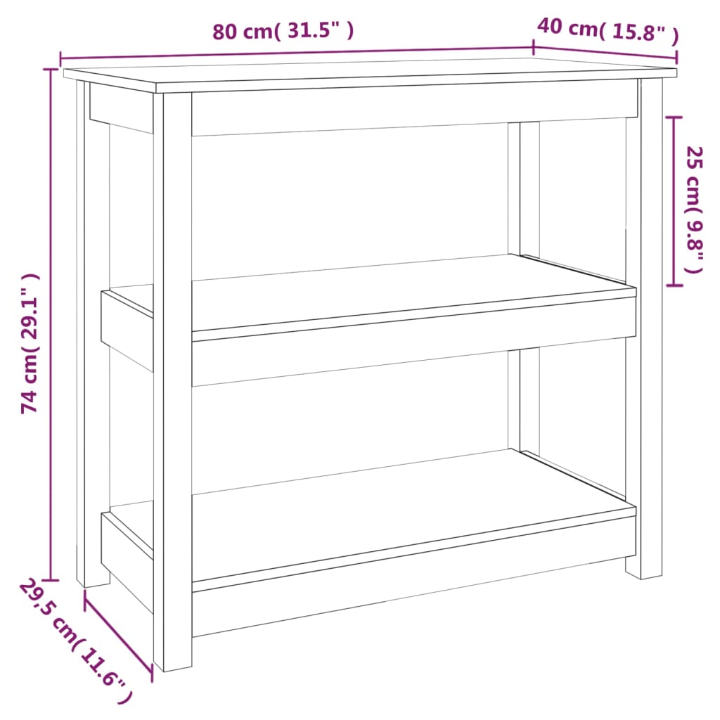 Avlastningsbord Konsollbord Tre 80x40x74 cm heltre furu