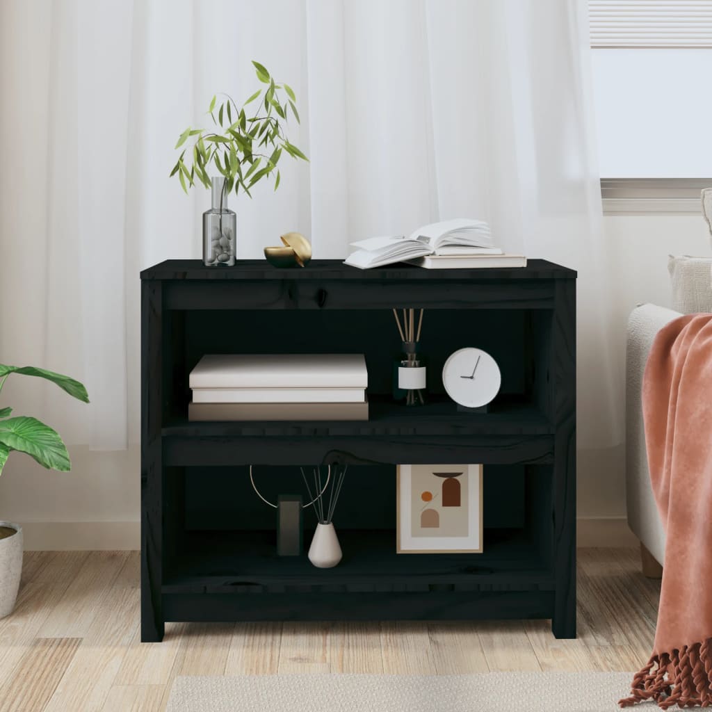 Bokhylle Svart 80x35x68 cm heltre furu