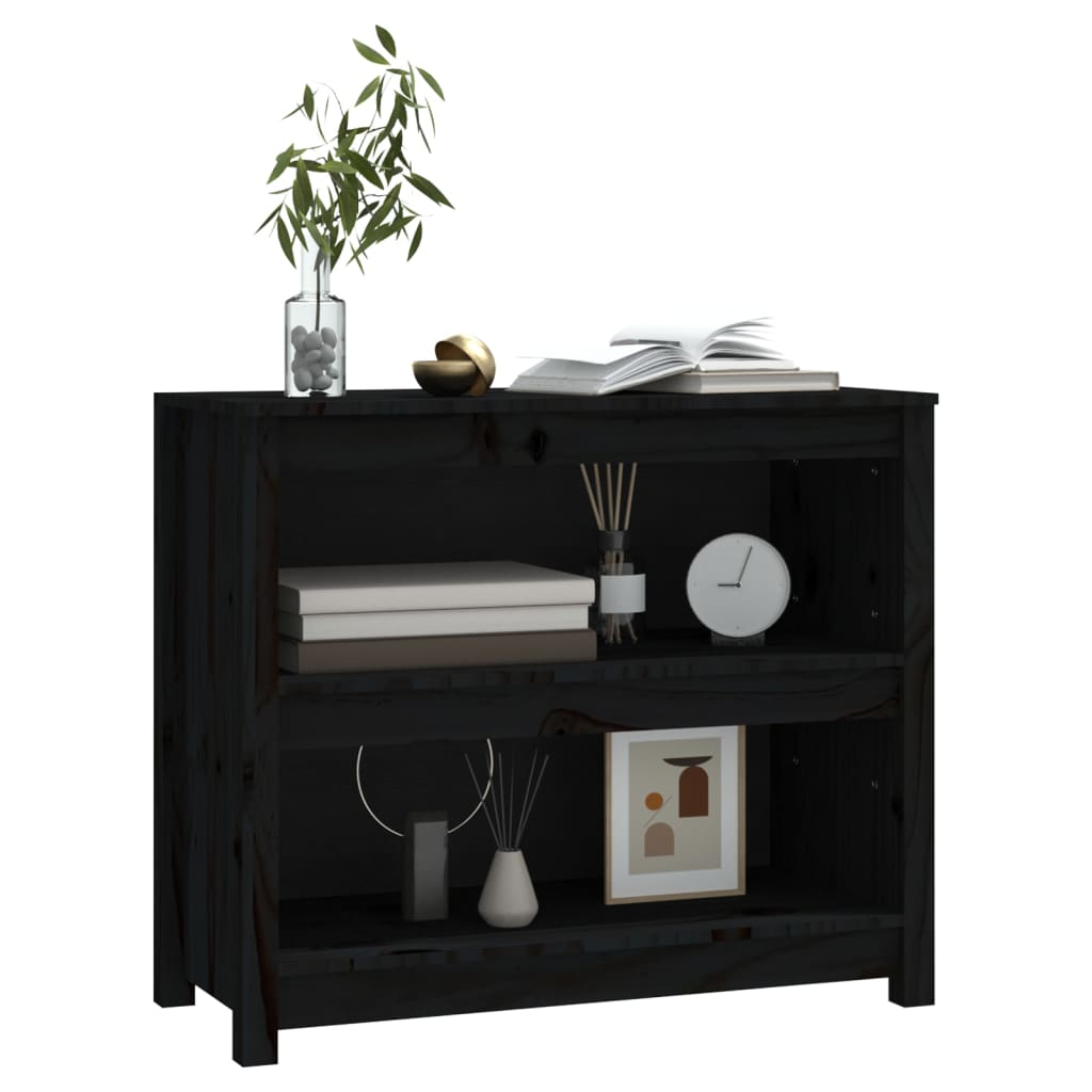 Bokhylle Svart 80x35x68 cm heltre furu