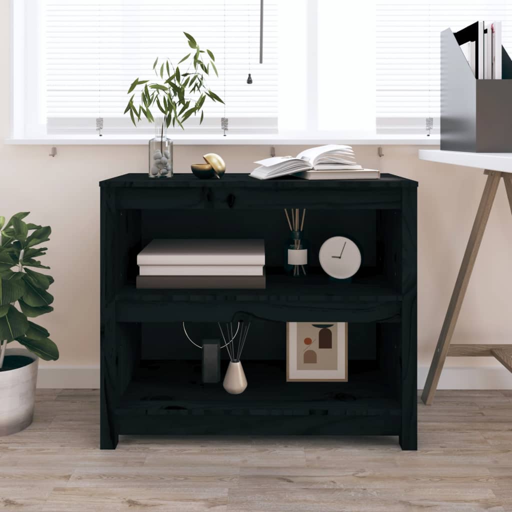 Bokhylle Svart 80x35x68 cm heltre furu