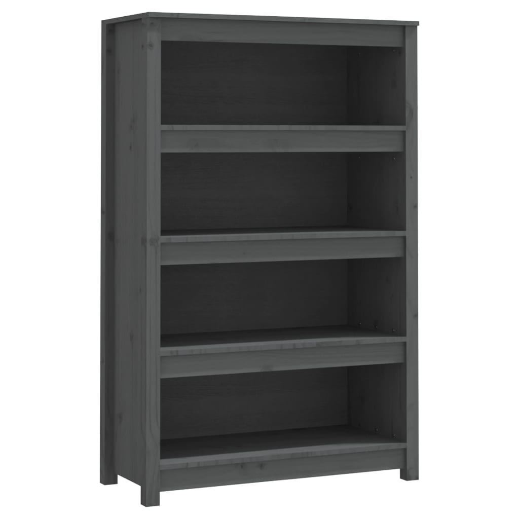 Bokhylle Grå 80x35x126 cm heltre furu