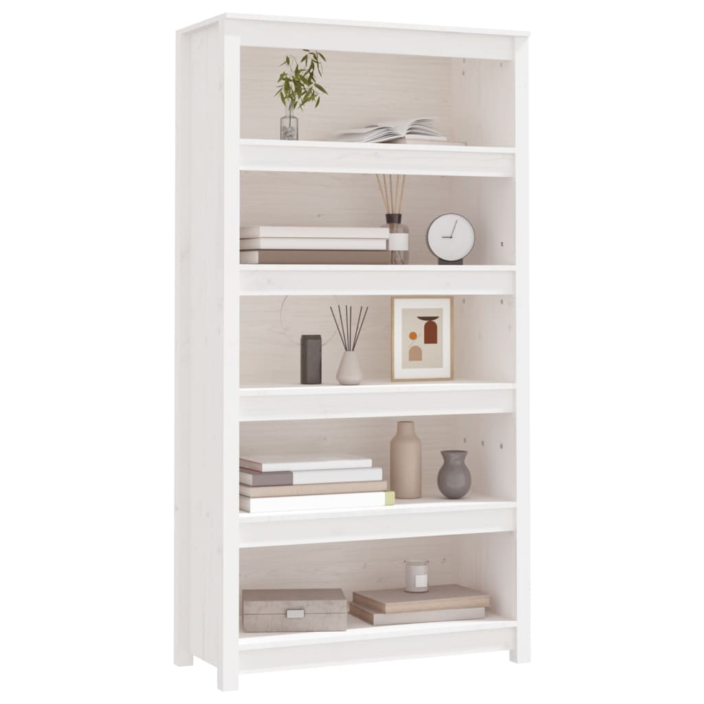 Bokhylle Hvit 80x35x154 cm heltre furu