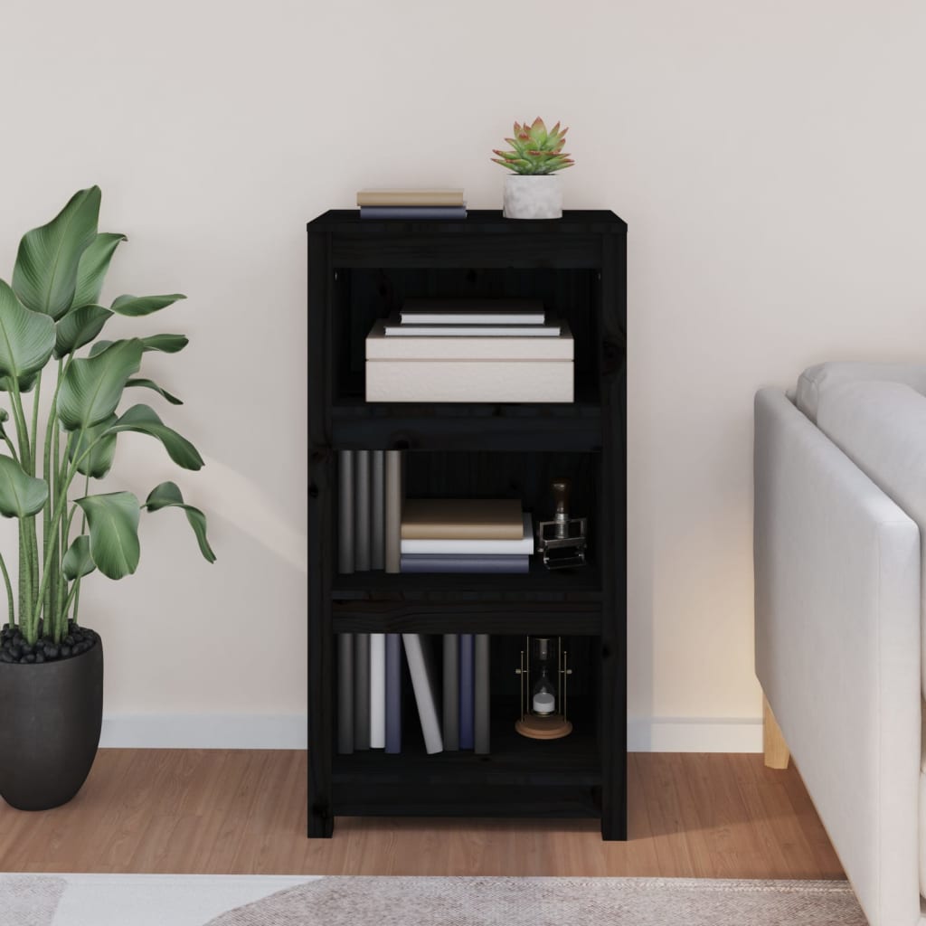 Bokhylle Svart 50x35x97 cm heltre furu