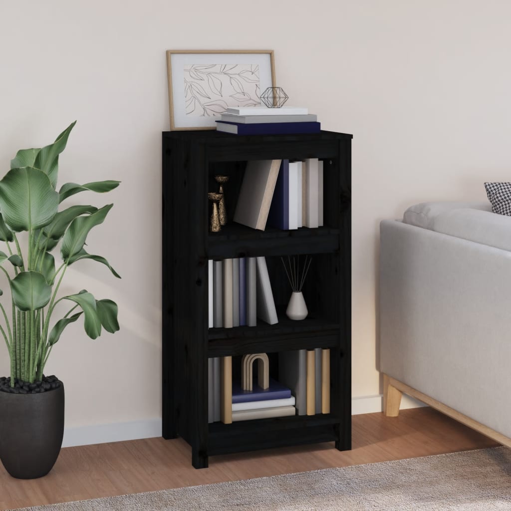 Bokhylle Svart 50x35x97 cm heltre furu