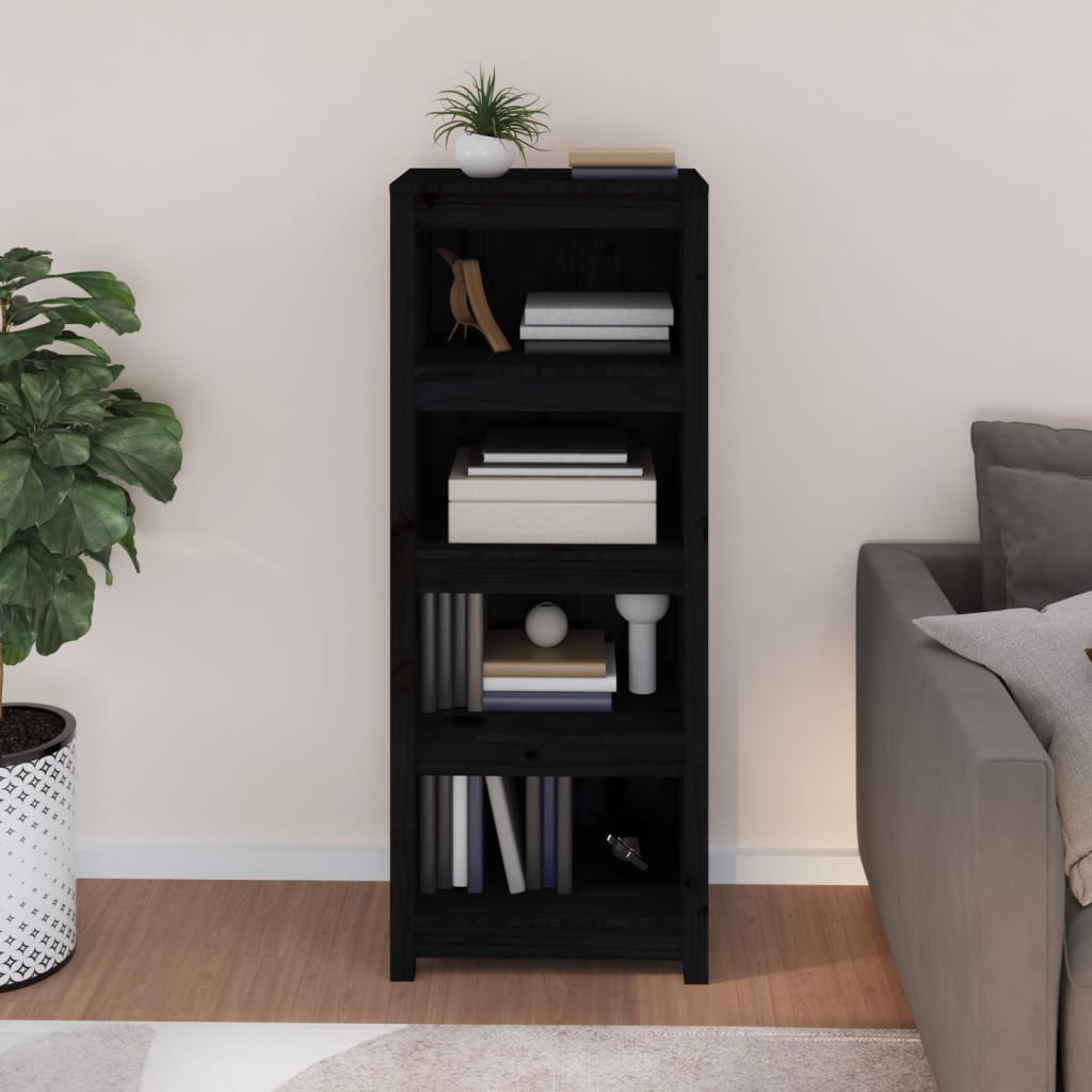 Bokhylle Svart 50x35x125,5 cm heltre furu