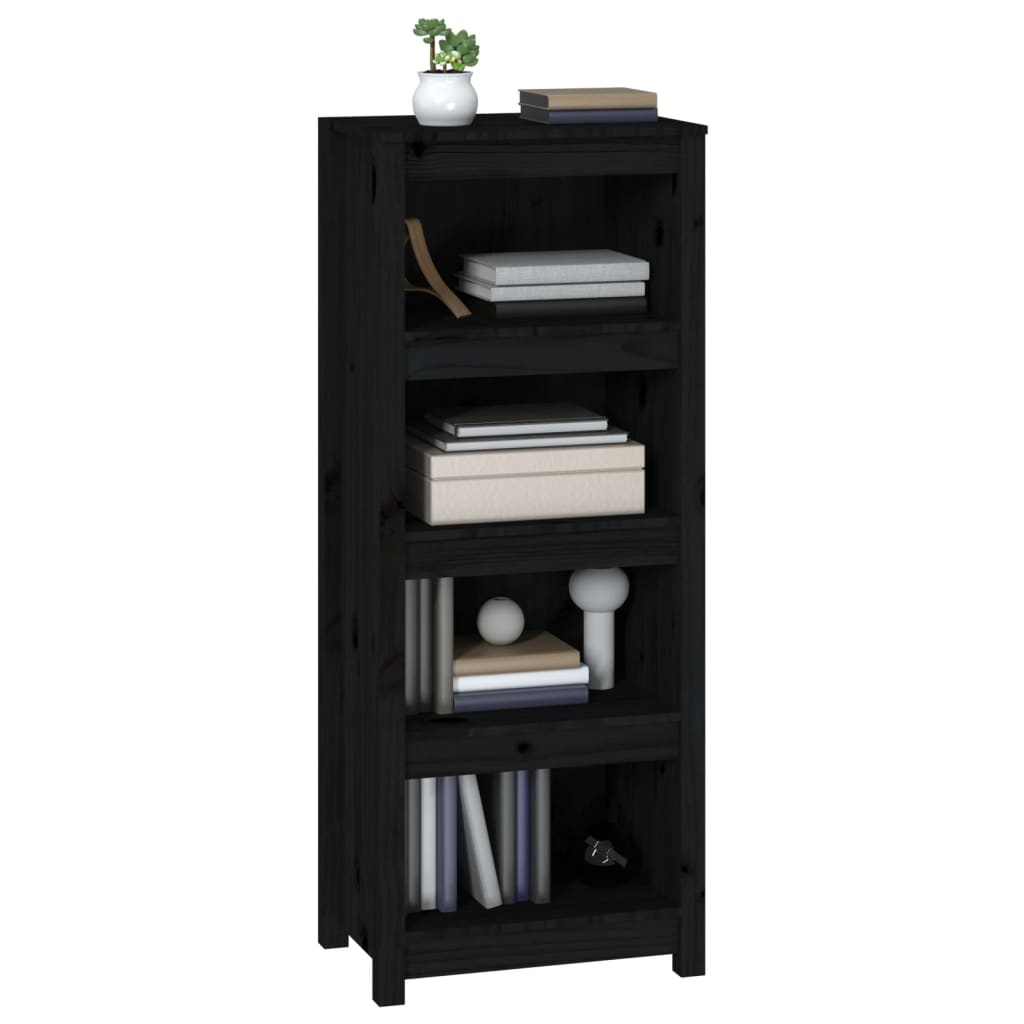 Bokhylle Svart 50x35x125,5 cm heltre furu