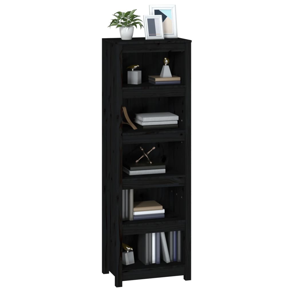 Bokhylle Svart 50x35x154 cm heltre furu