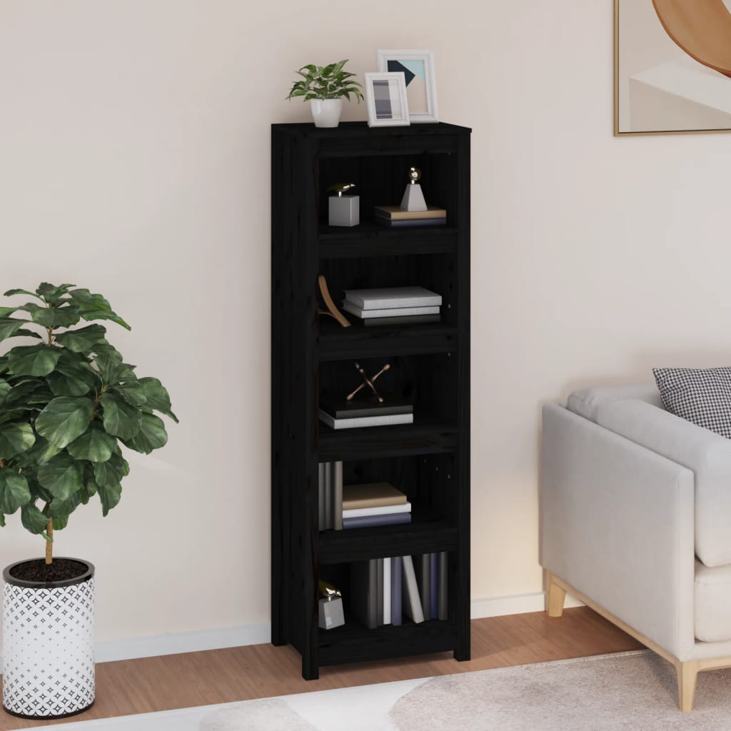 Bokhylle Svart 50x35x154 cm heltre furu