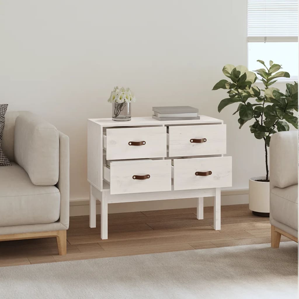 Kommode Hvit 90x40x78 cm heltre furu