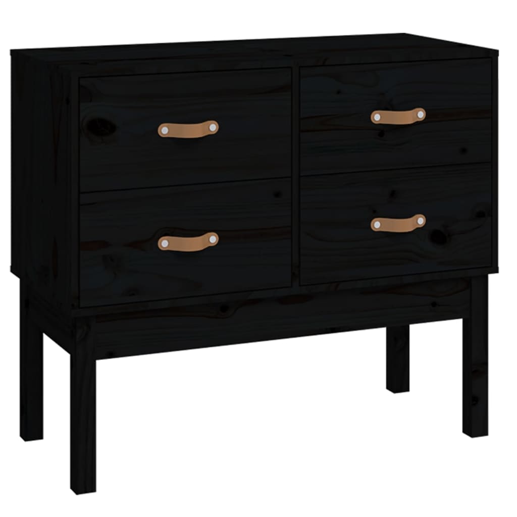 Kommode Svart 90x40x78 cm heltre furu