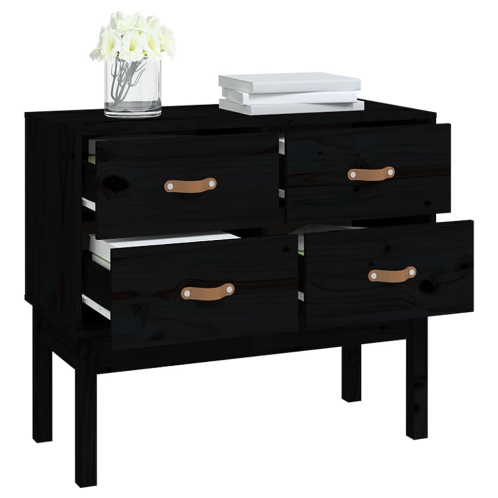 Kommode Svart 90x40x78 cm heltre furu