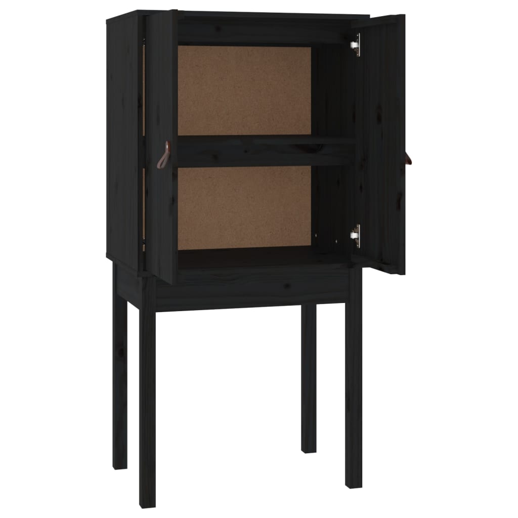 Vitrineskap Svart 60x40x120 cm heltre furu