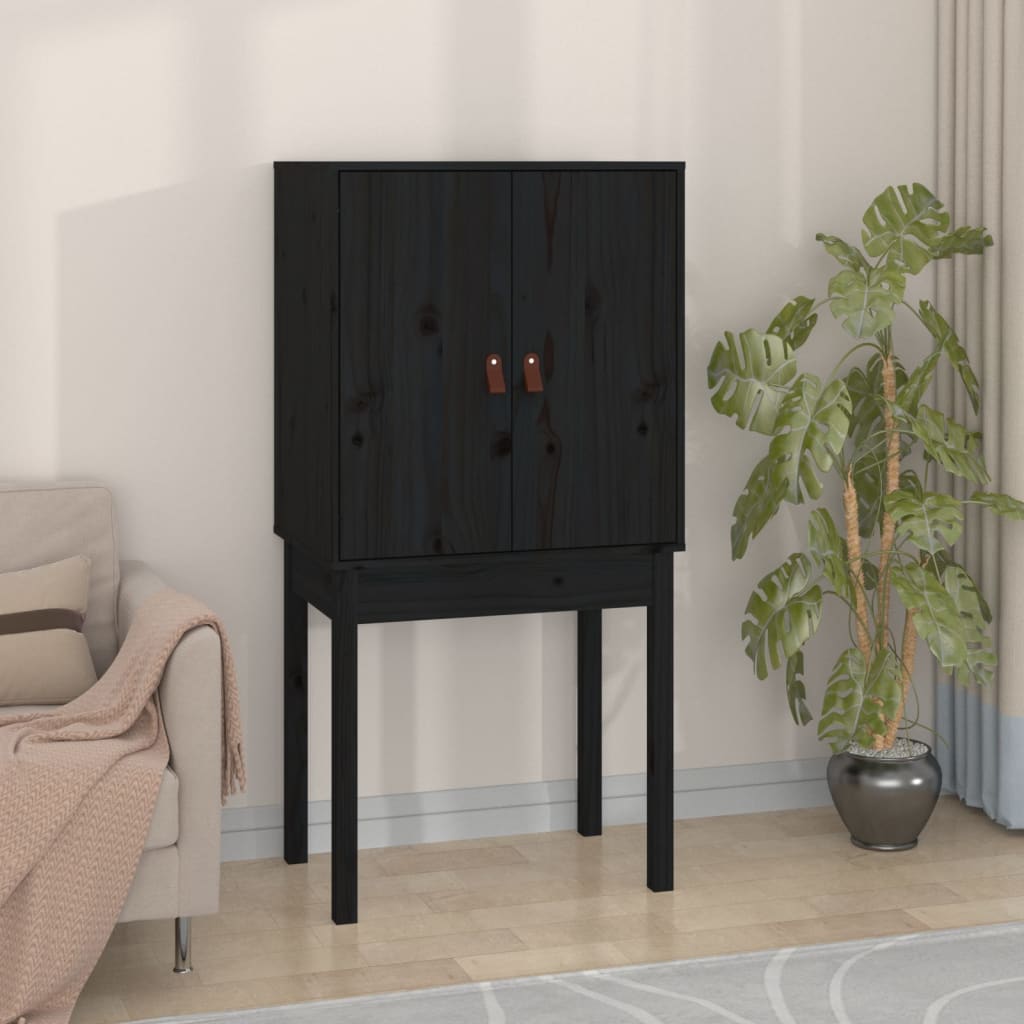 Vitrineskap Svart 60x40x120 cm heltre furu