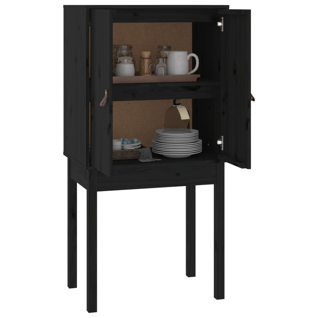 Vitrineskap Svart 60x40x120 cm heltre furu