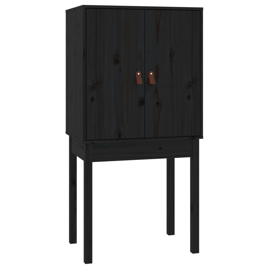 Vitrineskap Svart 60x40x120 cm heltre furu