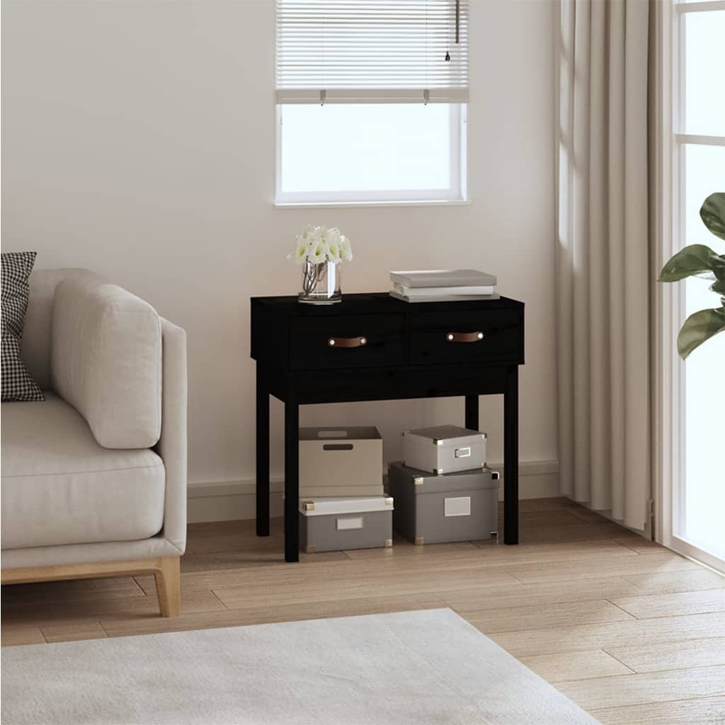 Avlastningsbord Konsollbord Svart 76,5x40x75 cm heltre furu