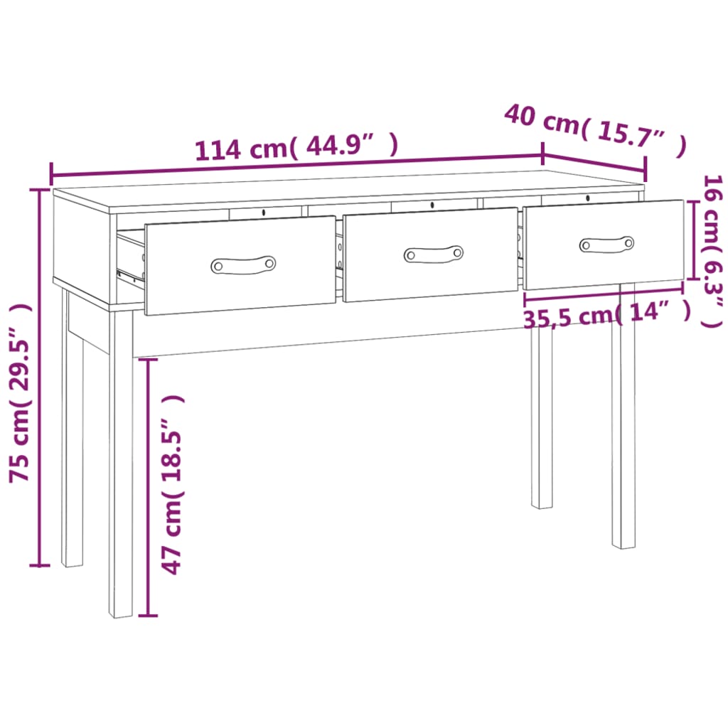 Avlastningsbord Konsollbord Tre Honningbrun 114x40x75 cm heltre furu