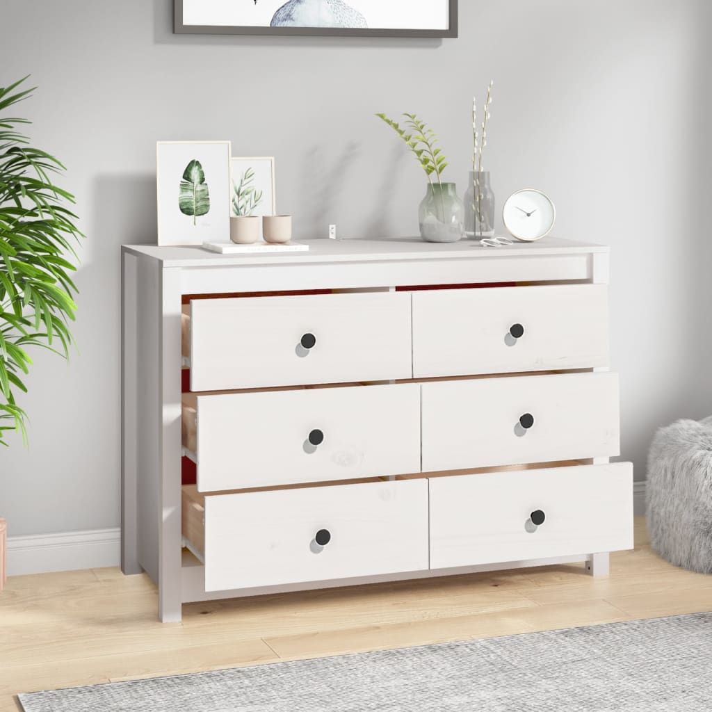 Kommode Hvit 100x40x72 cm heltre furu