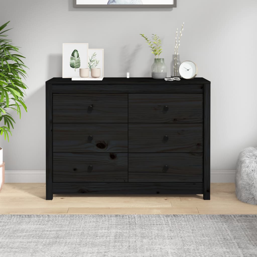 Skap Svart 100x40x72 cm heltre furu