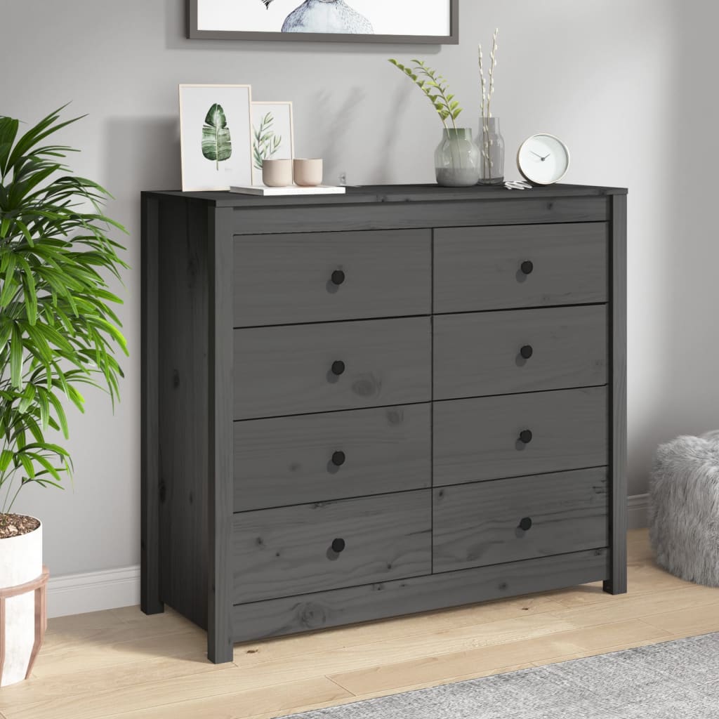Kommode Grå 100x40x90 cm heltre furu