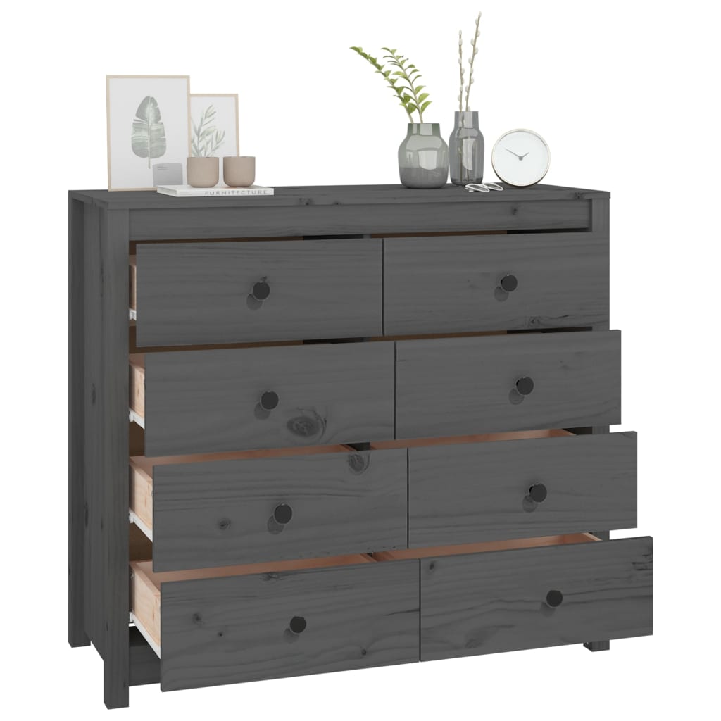 Kommode Grå 100x40x90 cm heltre furu