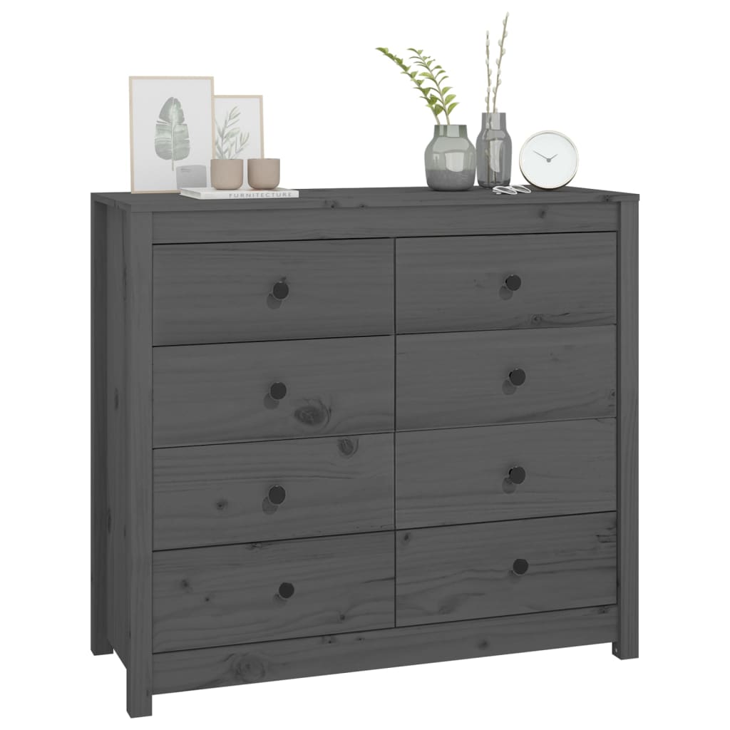 Kommode Grå 100x40x90 cm heltre furu