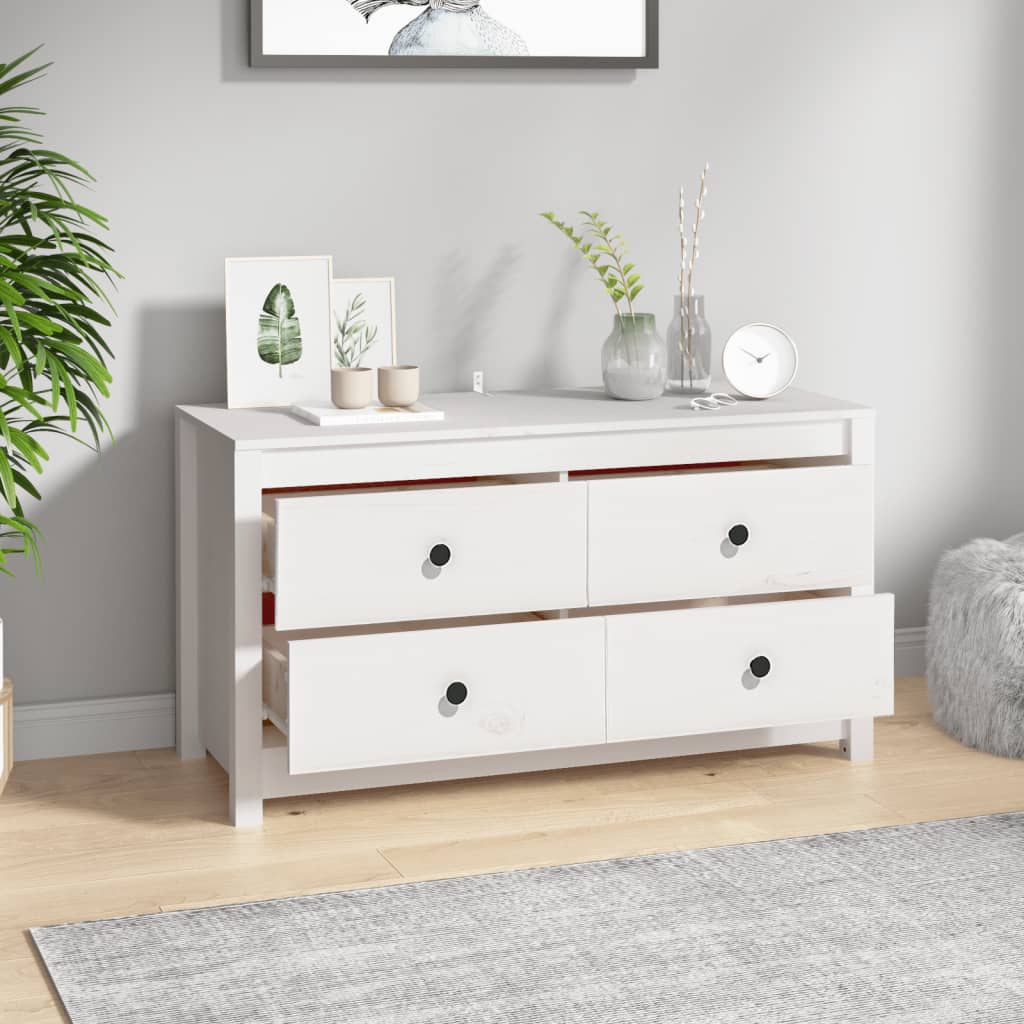 Kommode Hvit 100x40x54 cm heltre furu