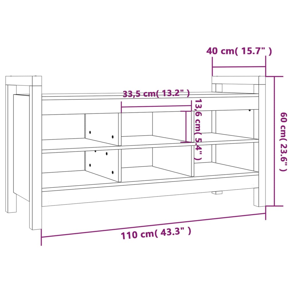 Sittebenk Gangbenk hvit 110x40x60 cm heltre furu