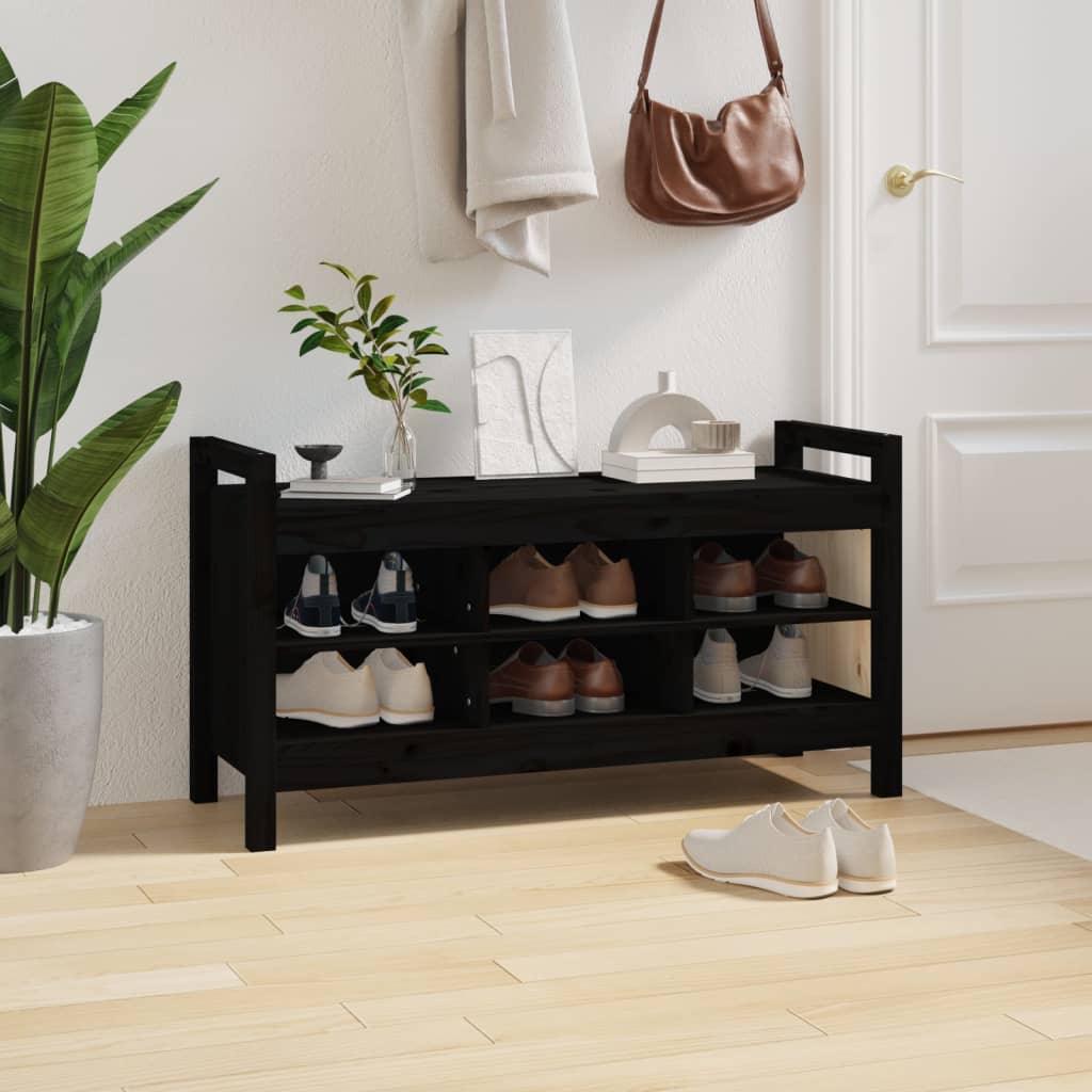 Sittebenk Gangbenk Svart 110x40x60 cm heltre furu