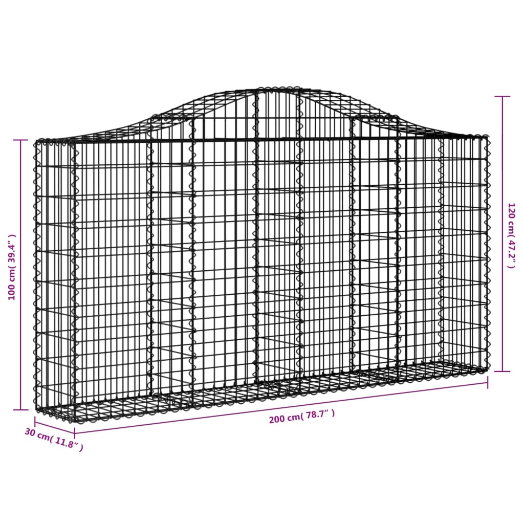 Gabionkurver buede 25 stk 200x30x100/120 cm galvanisert jern