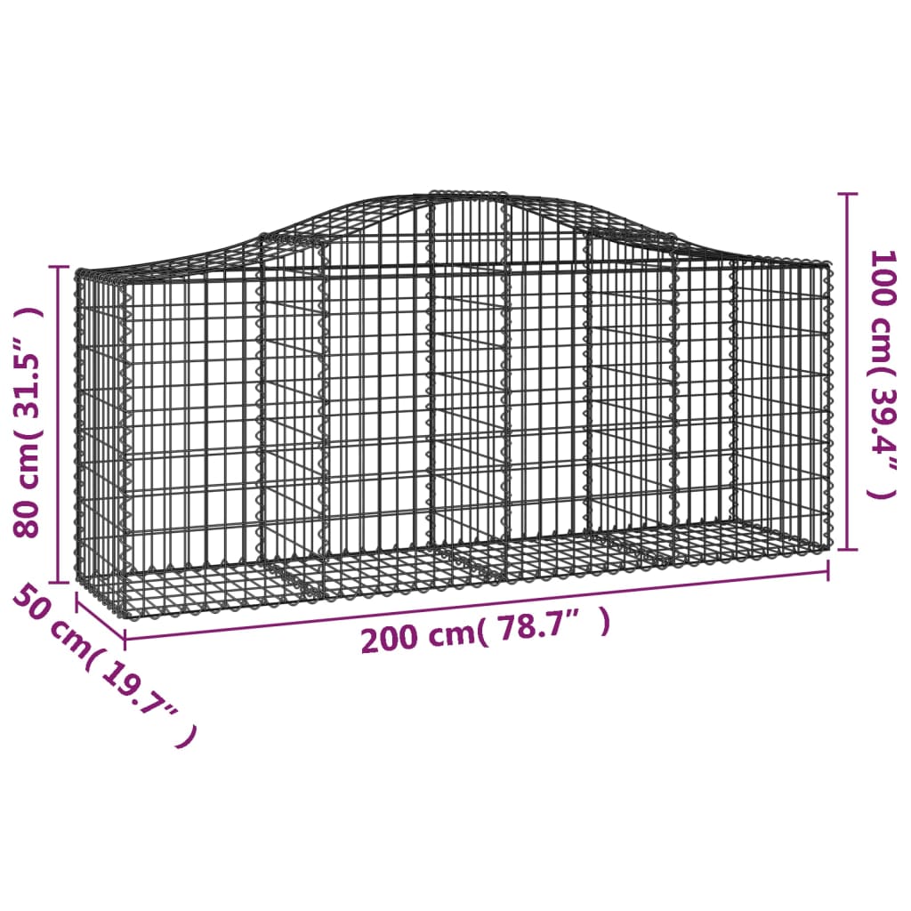 Gabionkurver buede 14 stk 200x50x80/100 cm galvanisert jern