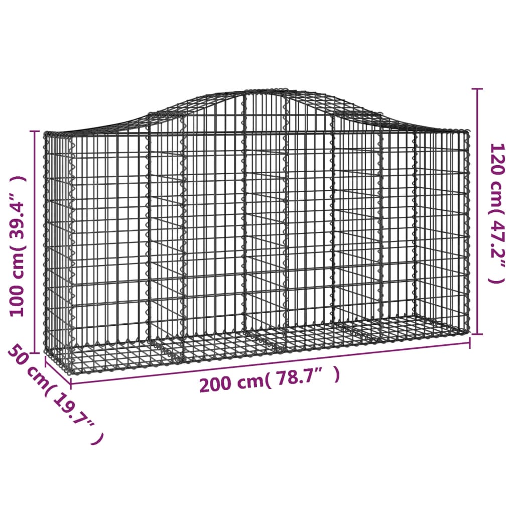 Gabionkurver buede 14 stk 200x50x100/120 cm galvanisert jern