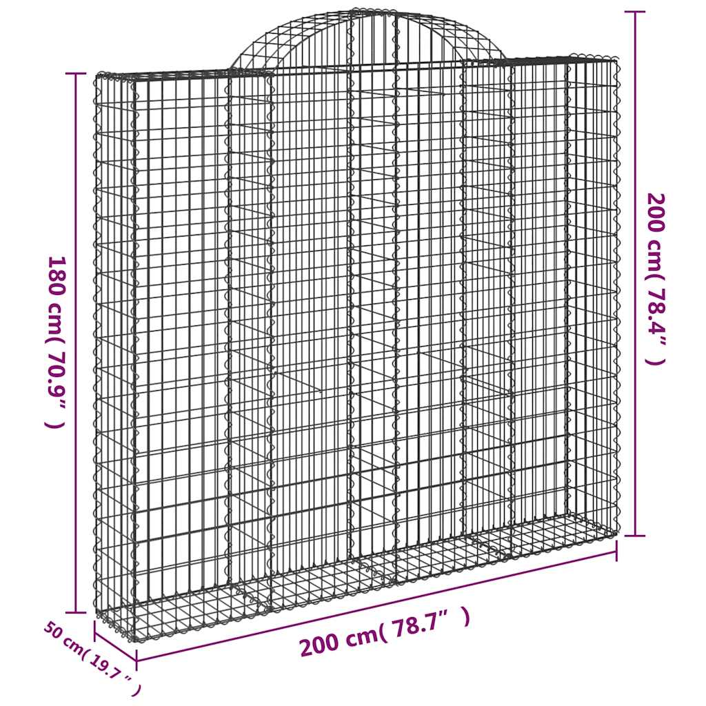Gabionkurver buede 9 stk 200x50x180/200 cm galvanisert jern