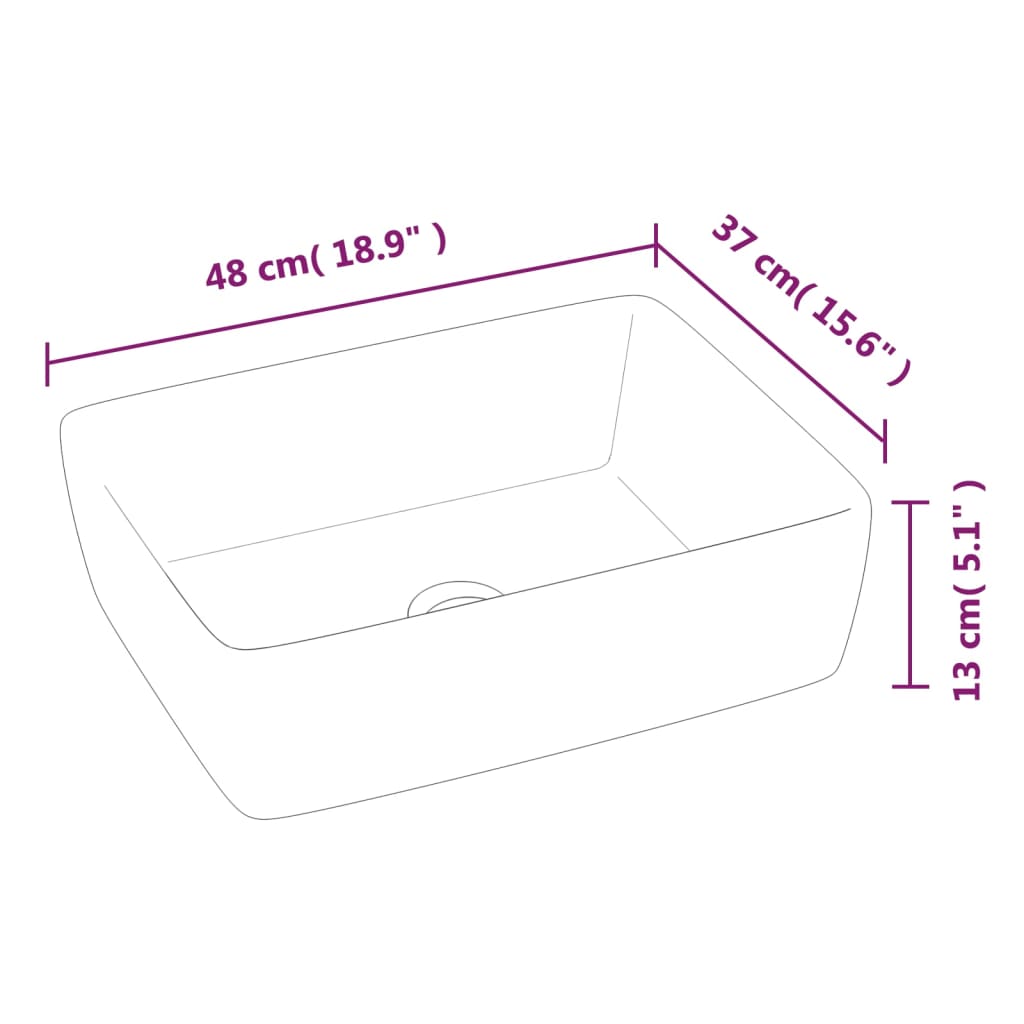 Baderomservant 48x37x13 cm keramikk rektangel hvit
