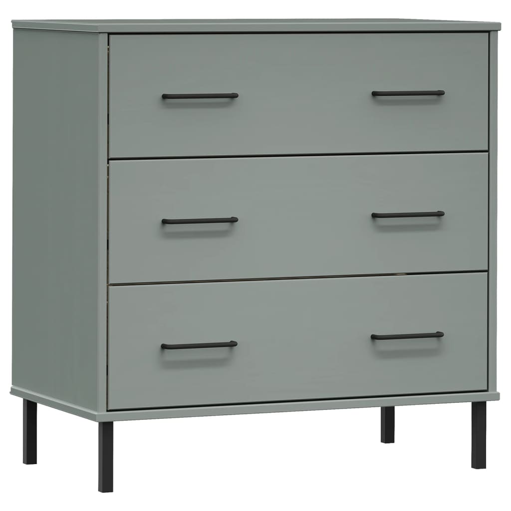Kommode Grå med 3 skuffer Grå 77x40x79,5 cm heltre OSLO