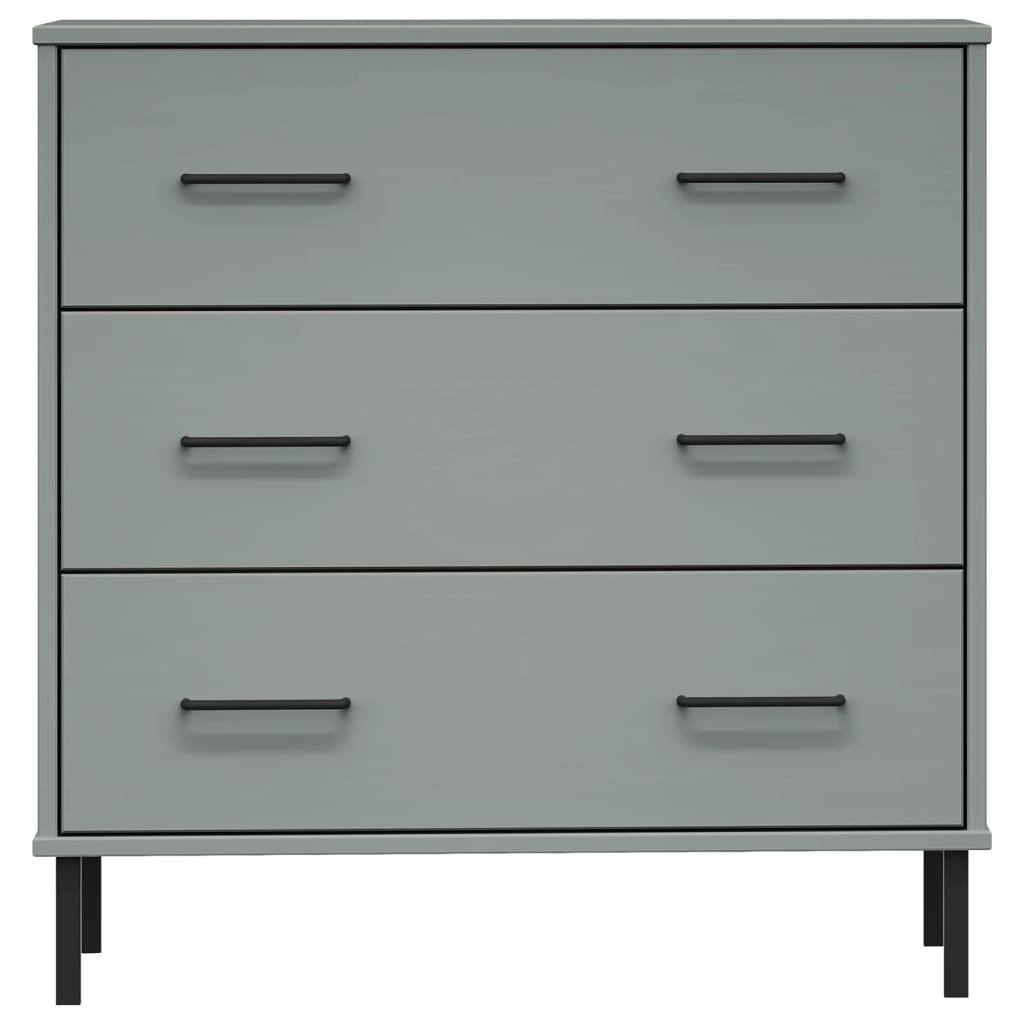 Kommode Grå med 3 skuffer Grå 77x40x79,5 cm heltre OSLO