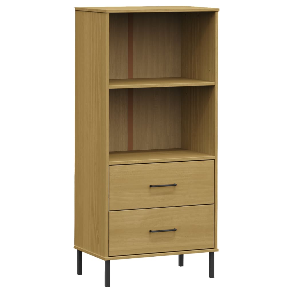 Bokhylle Brun med 2 skuffer 60x35x128,5 cm heltre OSLO