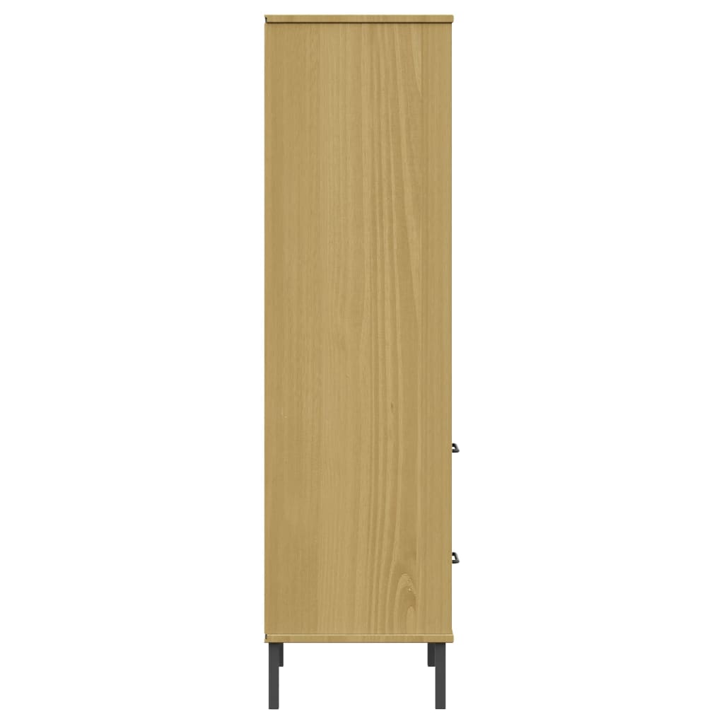 Bokhylle Brun med 2 skuffer 60x35x128,5 cm heltre OSLO