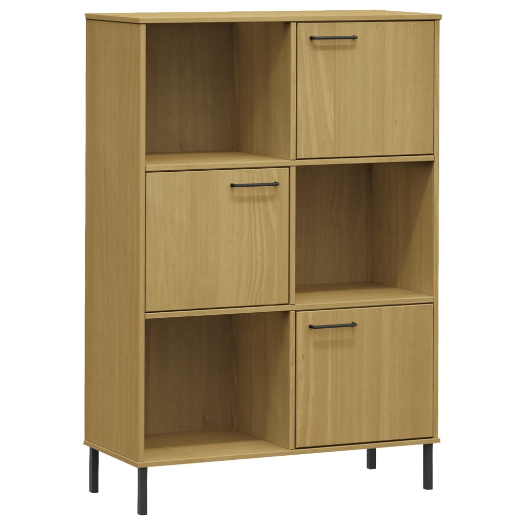Bokhylle Brun med metallben 90x35x128,5 cm heltre OSLO