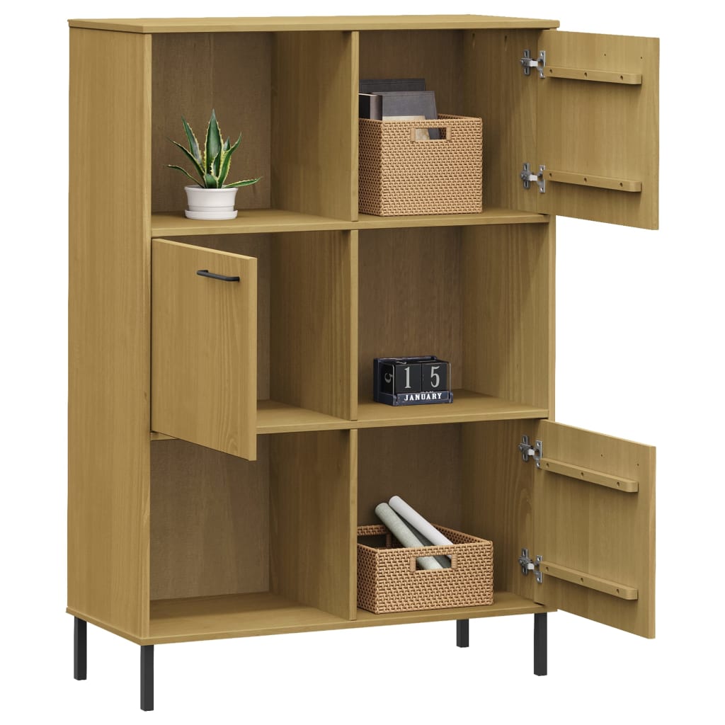 Bokhylle Brun med metallben 90x35x128,5 cm heltre OSLO