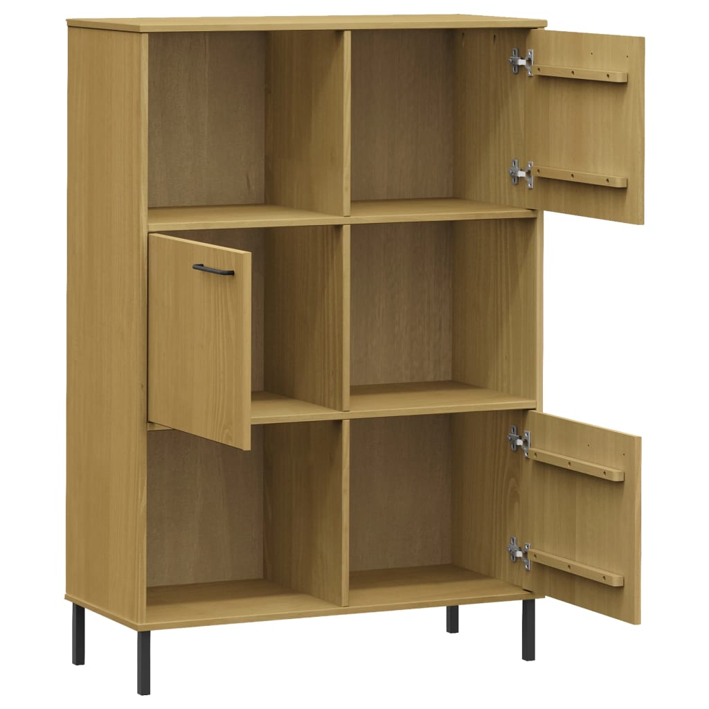 Bokhylle Brun med metallben 90x35x128,5 cm heltre OSLO