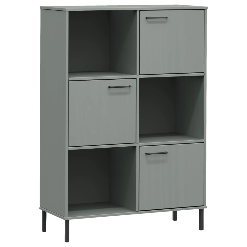 Bokhylle Grå med metallben 90x35x128,5 cm heltre OSLO