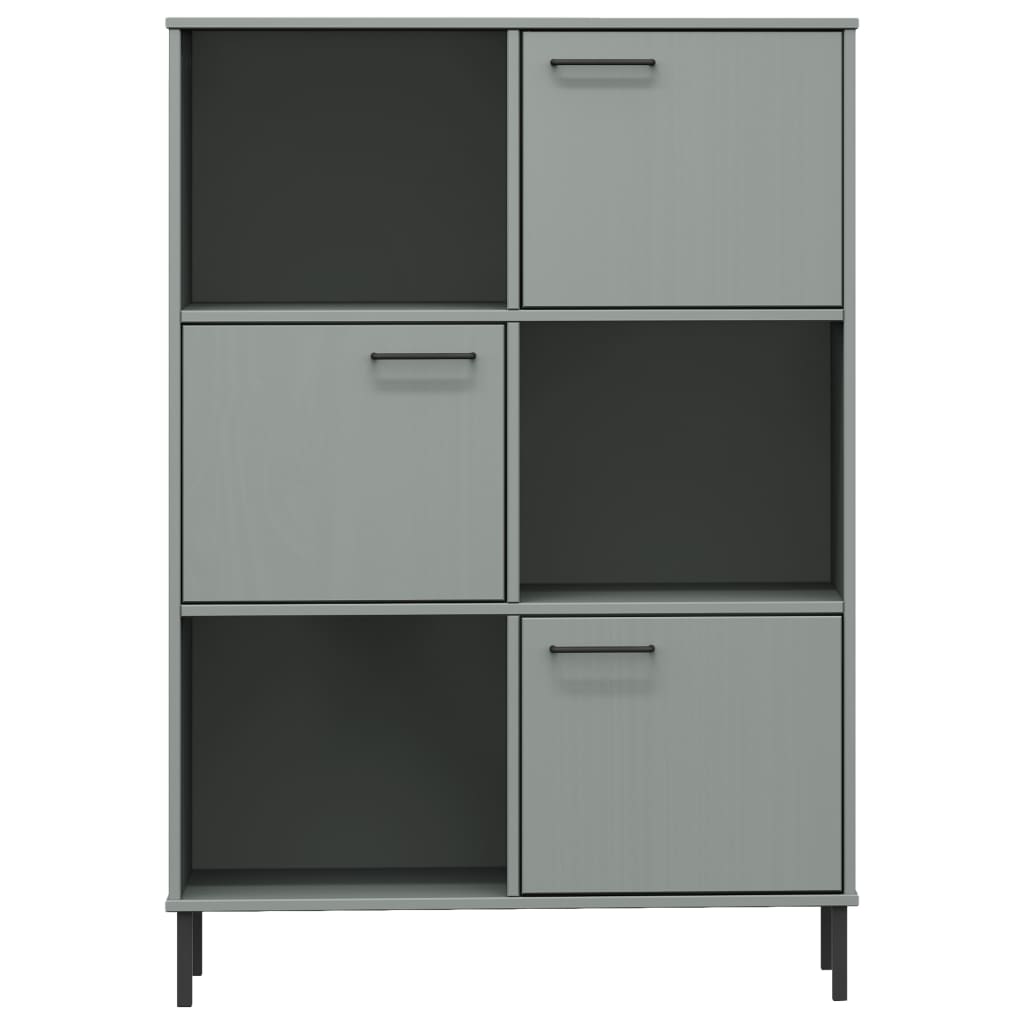 Bokhylle Grå med metallben 90x35x128,5 cm heltre OSLO