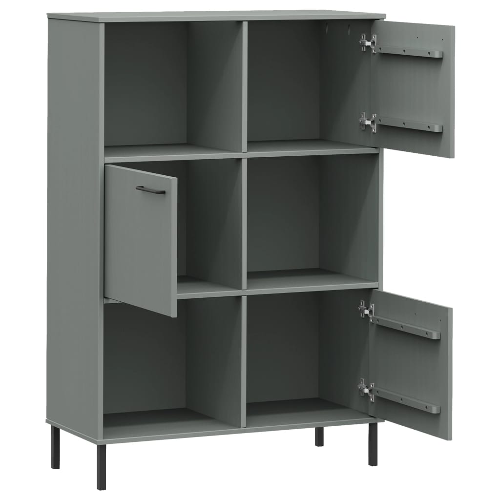Bokhylle Grå med metallben 90x35x128,5 cm heltre OSLO