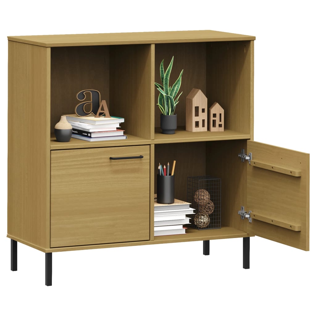 Bokhylle Brun med metallben 90x35x90,5 cm heltre OSLO