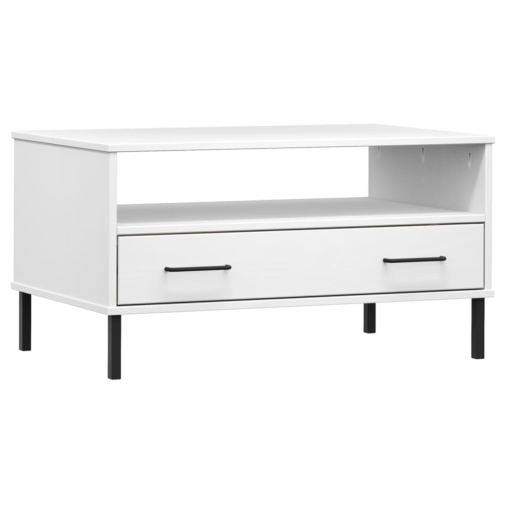 Salongbord Sofabord Hvit med metallben 85x50x45 cm heltre OSLO