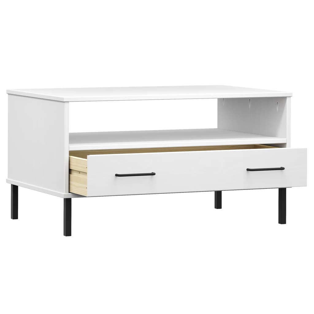 Salongbord Sofabord Hvit med metallben 85x50x45 cm heltre OSLO