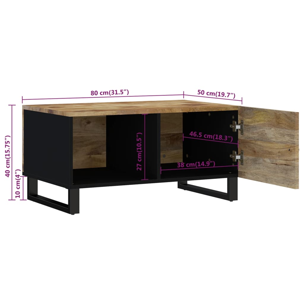Salongbord Sofabord Tre 80x50x40 cm heltre mango og