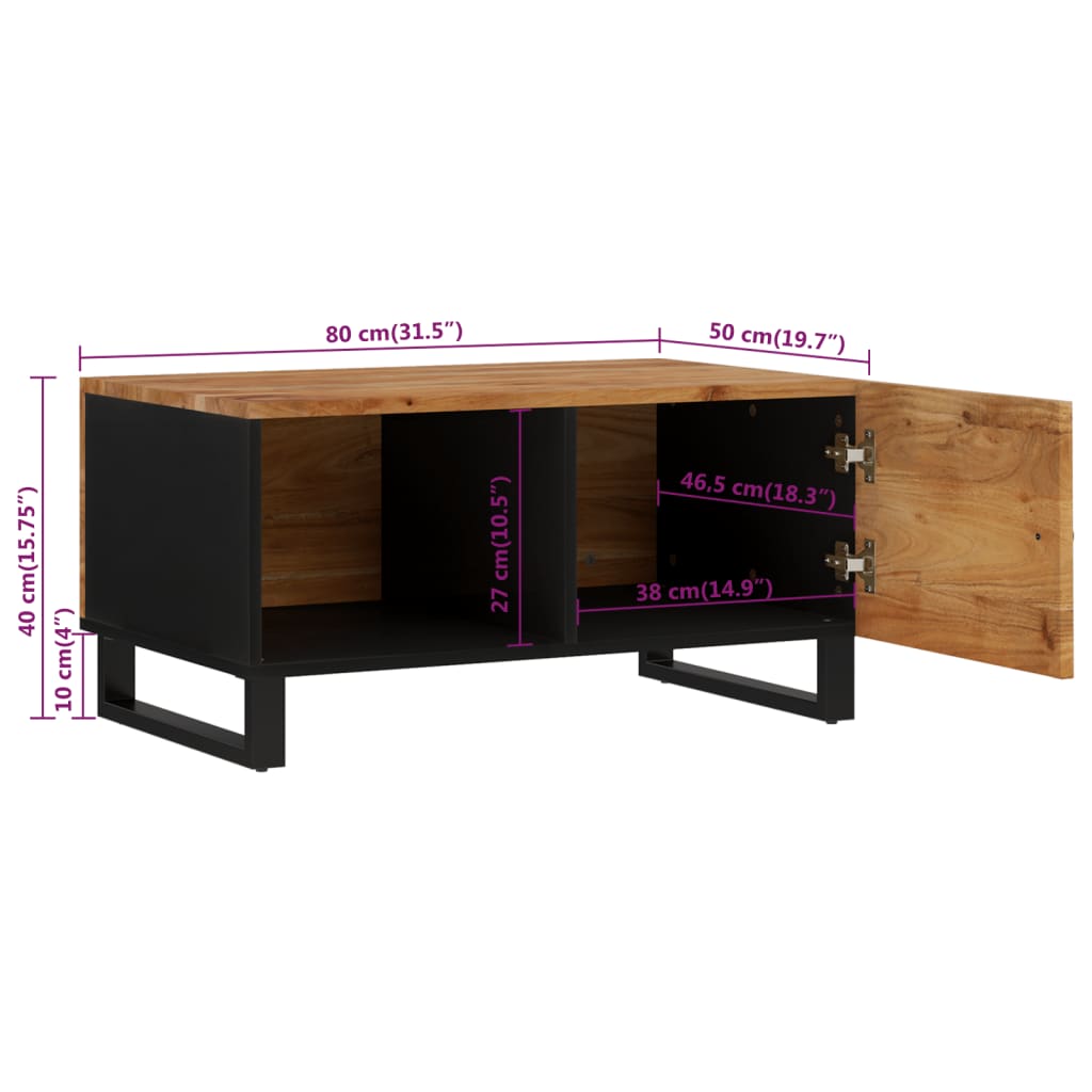 Salongbord Sofabord Tre 80x50x40 cm heltre akasie og